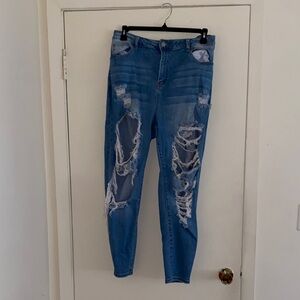 Fashion Nova Ripped Blue Skinny Jeans